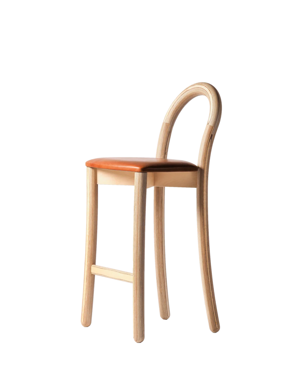 Made by Choice GOMA Bar Chair เก้าอี้ bar birch plywood พร้อมเบาะหนัง cognac leather ออกแบบโดย Thomas Sandell