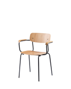 FDB Møbler J183 Holmen Chair with Armrests เก้าอี้โครงเหล็กมีที่วางแขน ที่นั่ง oak veneer ออกแบบโดย Jakob Thau
