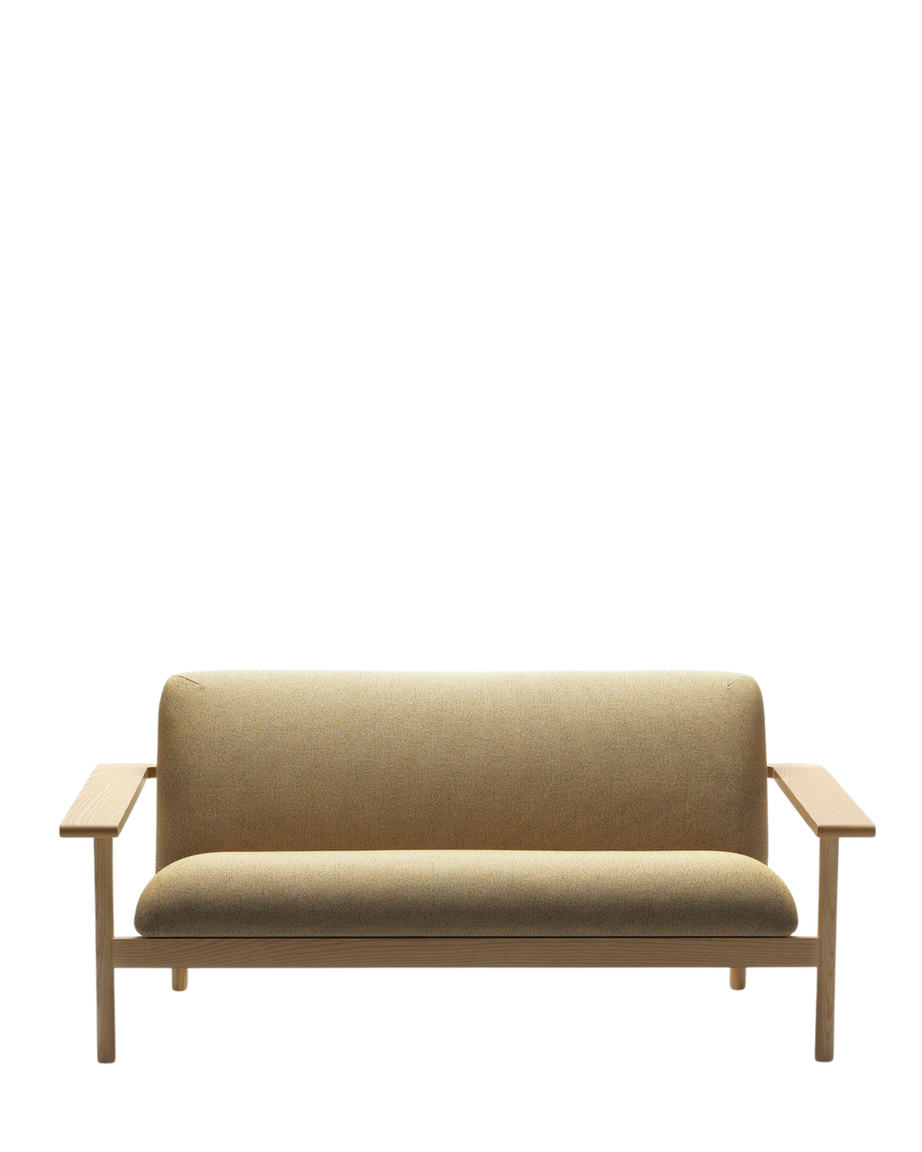Kinoko Sofa sofa สองที่นั่งฐาน solid ash พร้อมเบาะ upholstered และ armrest ไม้ทรงกว้าง ออกแบบโดย Mentsen