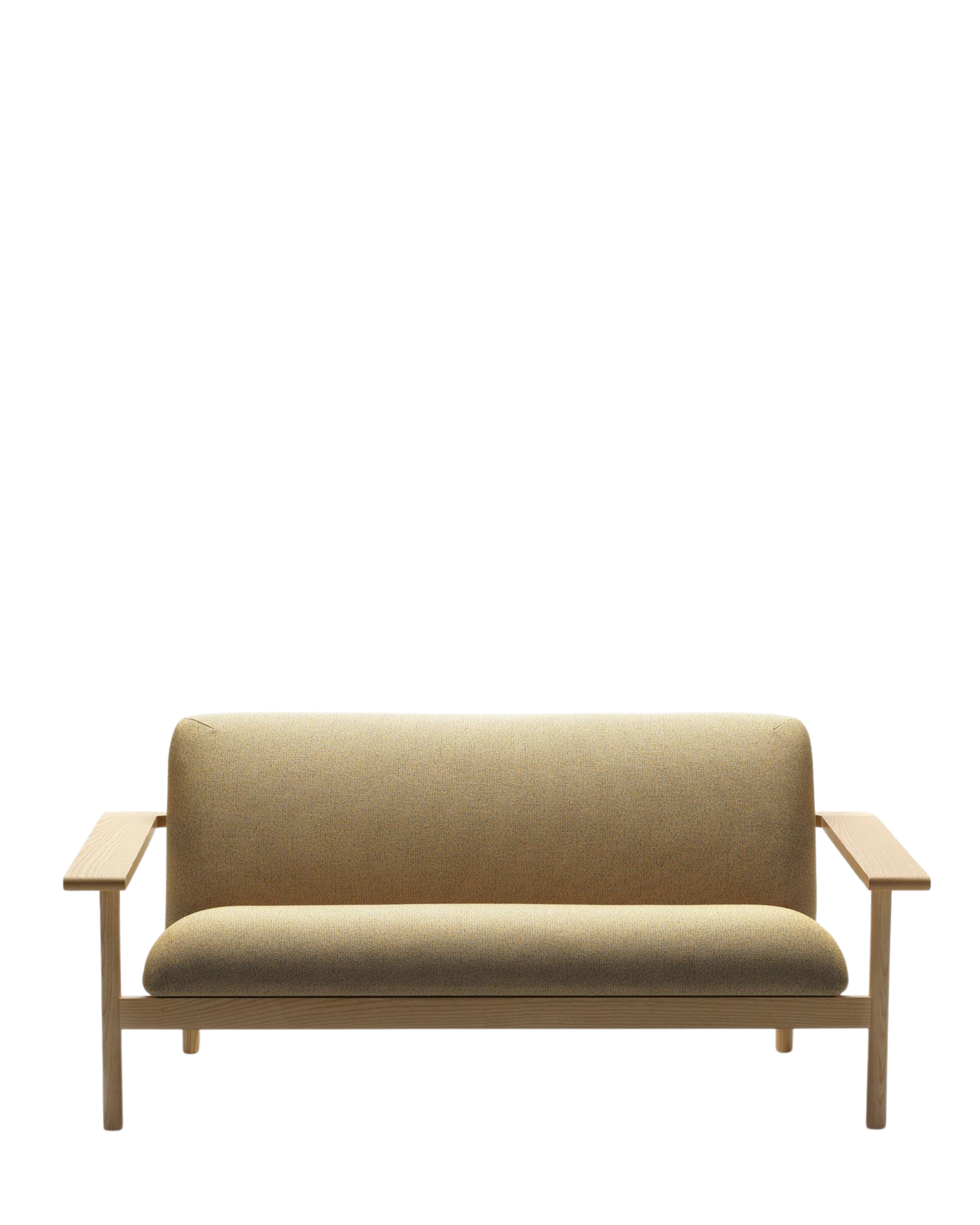 Kinoko Sofa sofa สองที่นั่งฐาน solid ash พร้อมเบาะ upholstered และ armrest ไม้ทรงกว้าง ออกแบบโดย Mentsen