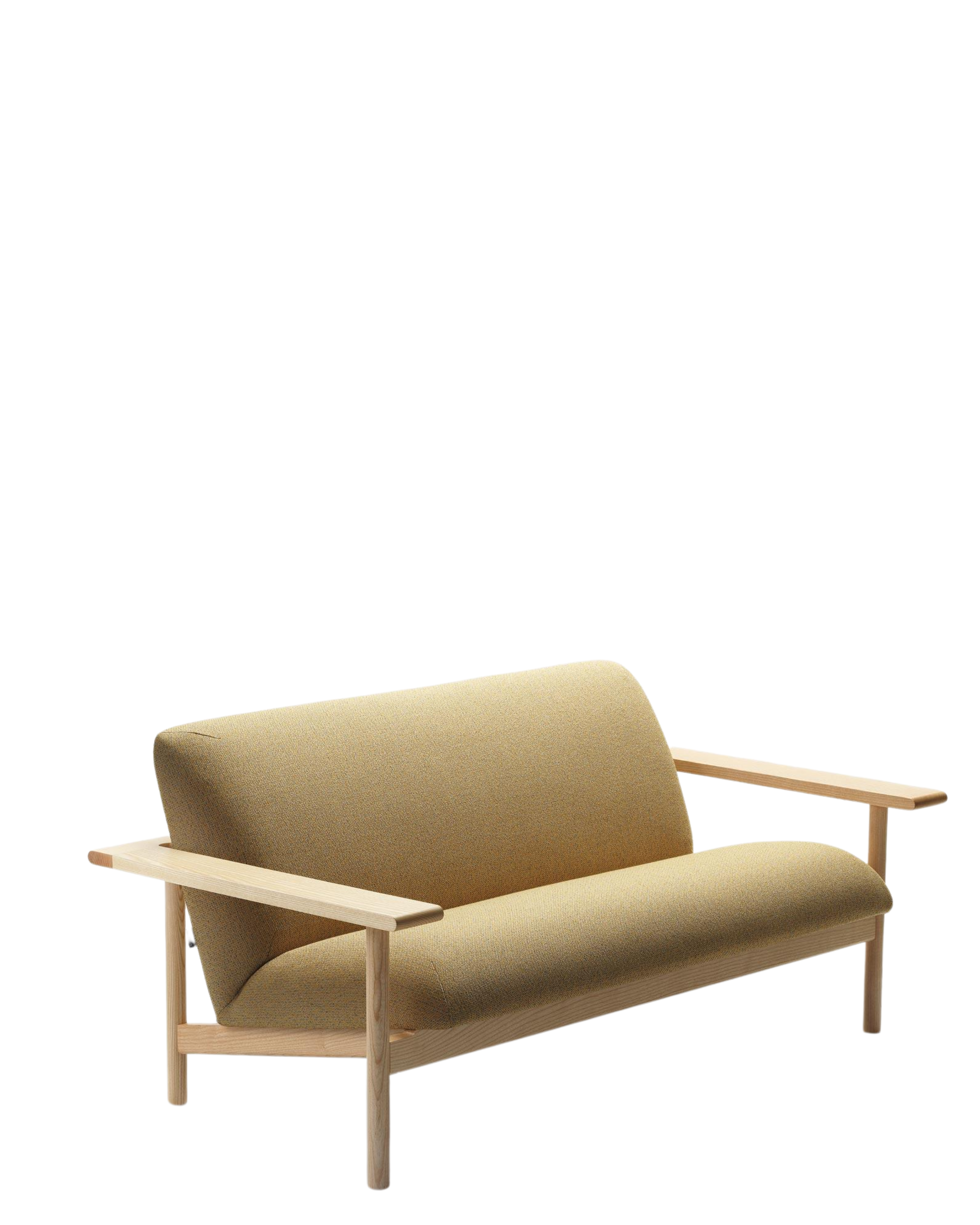 Kinoko Sofa sofa สองที่นั่งฐาน solid ash พร้อมเบาะ upholstered และ armrest ไม้ทรงกว้าง ออกแบบโดย Mentsen