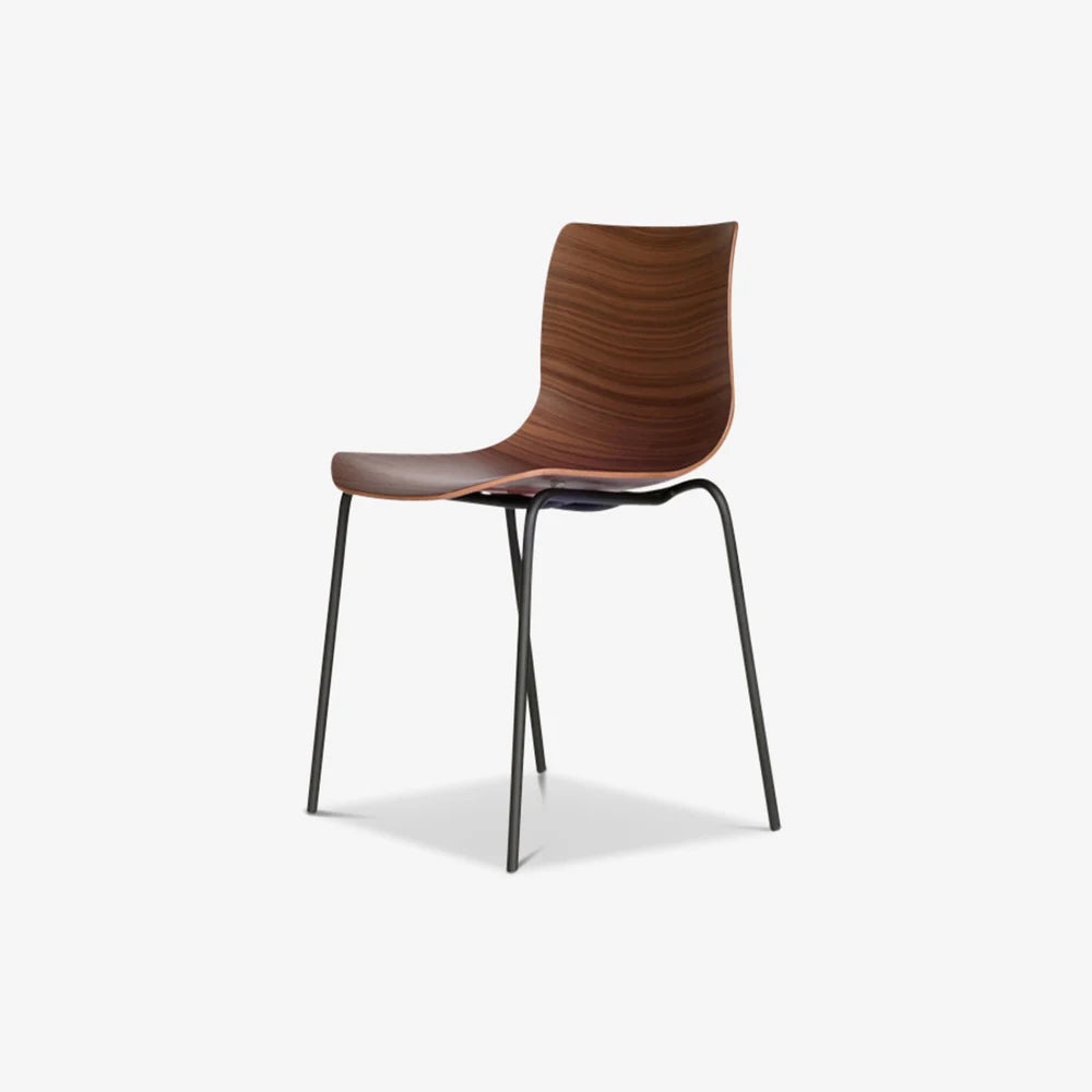 Case Furniture Loku Chair Tubular Base เก้าอี้ที่นั่งไม้โค้ง moulded plywood พร้อมฐานเหล็ก tubular ออกแบบโดย Shin Azumi