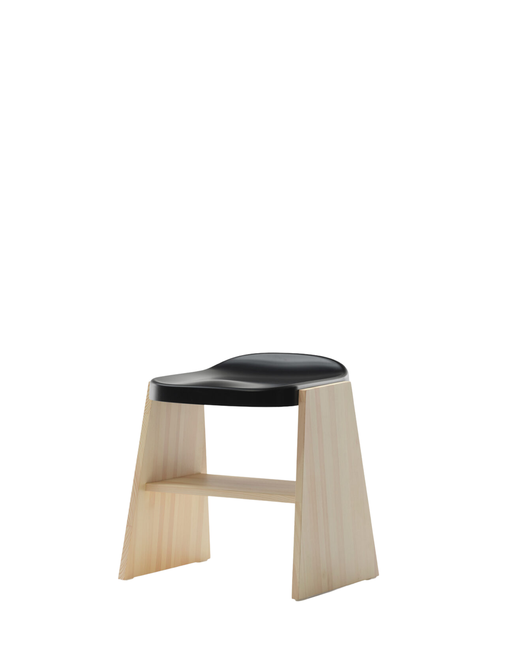 Mattiazzi MC19 FRONDA Stool สตูลโครงไม้ pine พร้อม shelf ใต้ที่นั่งและ steel seat สำหรับพื้นที่ภายในร่วมสมัย
