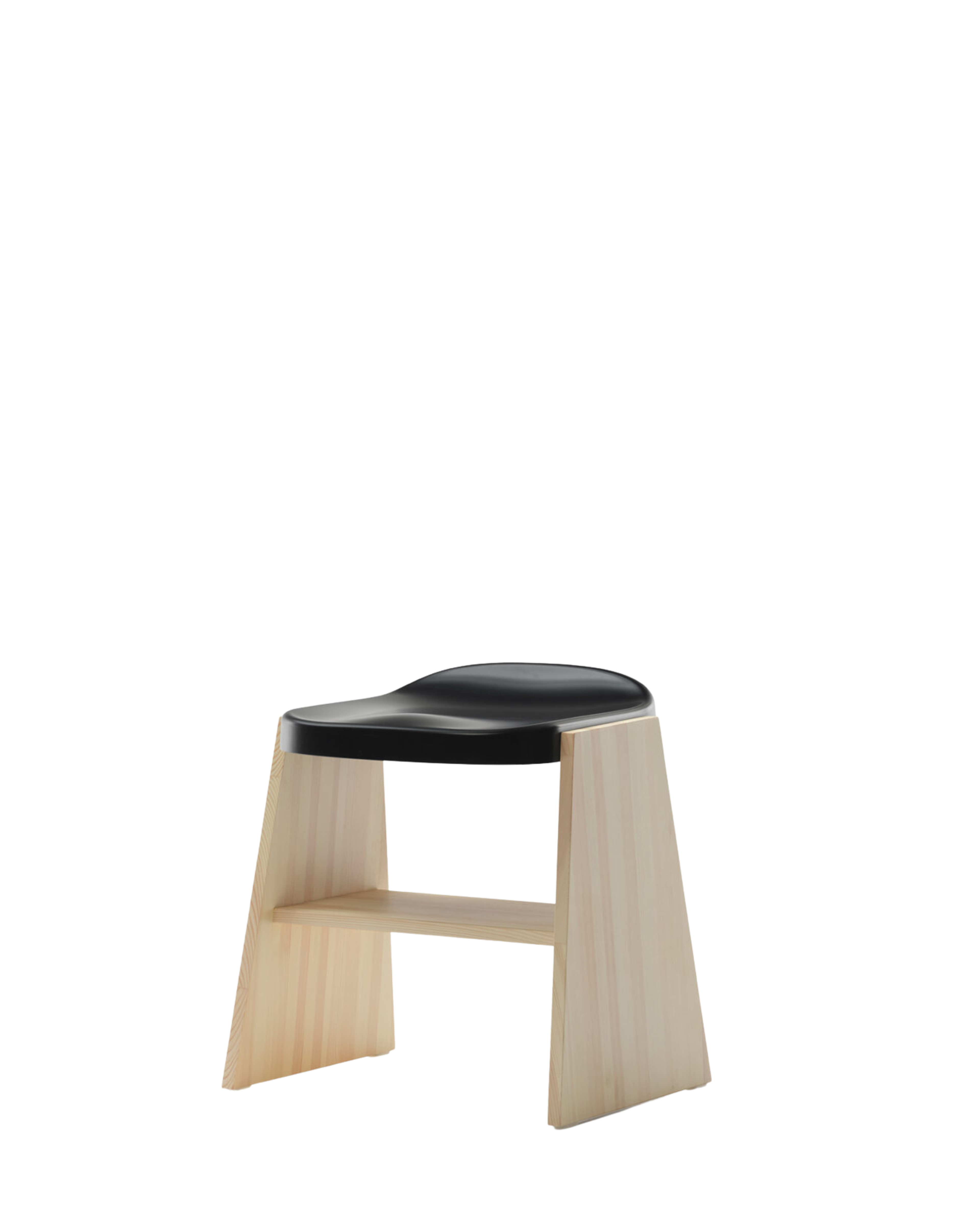 Mattiazzi MC19 FRONDA Stool สตูลโครงไม้ pine พร้อม shelf ใต้ที่นั่งและ steel seat สำหรับพื้นที่ภายในร่วมสมัย
