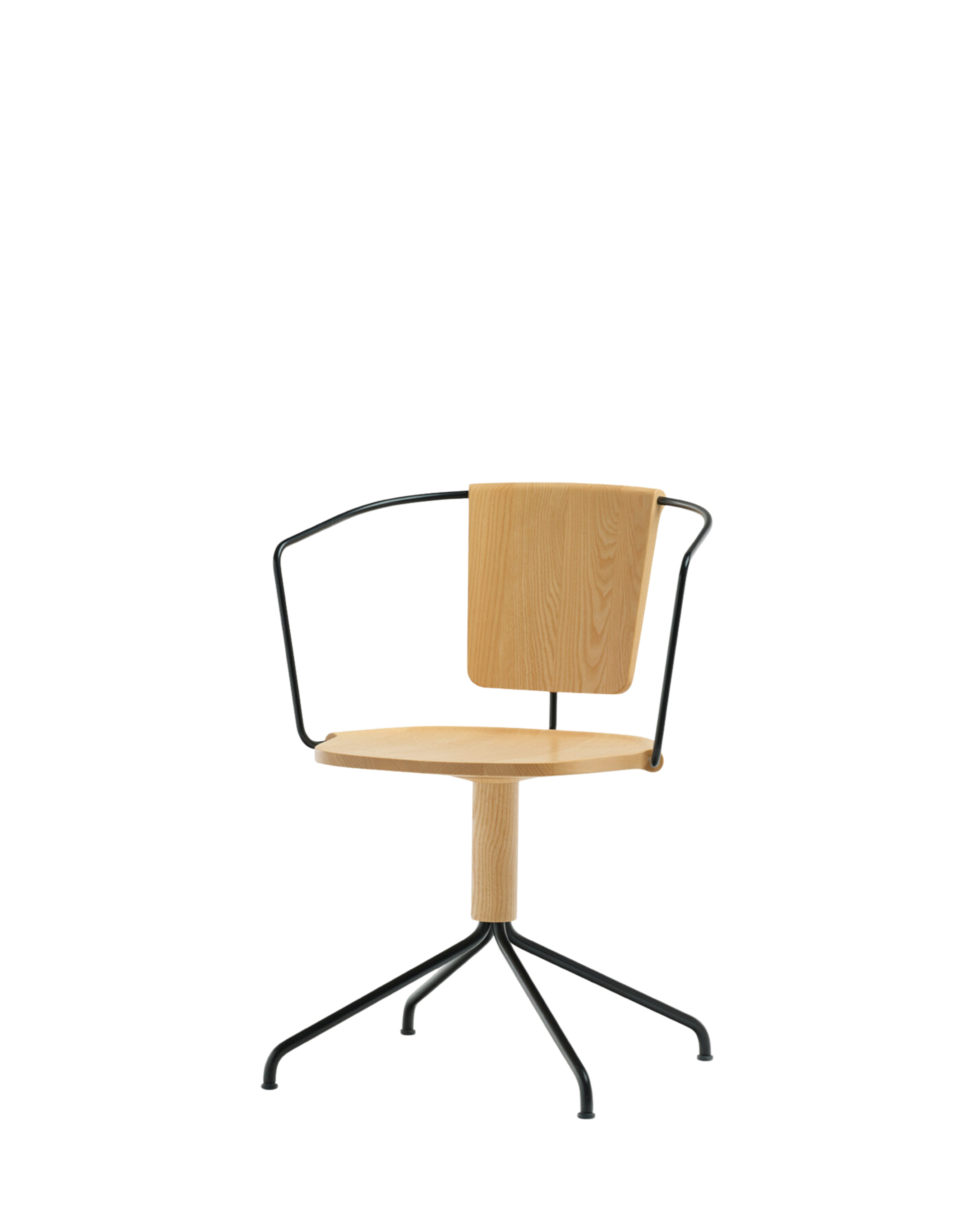 Mattiazzi MC9 UNCINO Version B เก้าอี้ไม้ oak พร้อมฐาน swivel metal ออกแบบโดย Ronan & Erwan Bouroullec