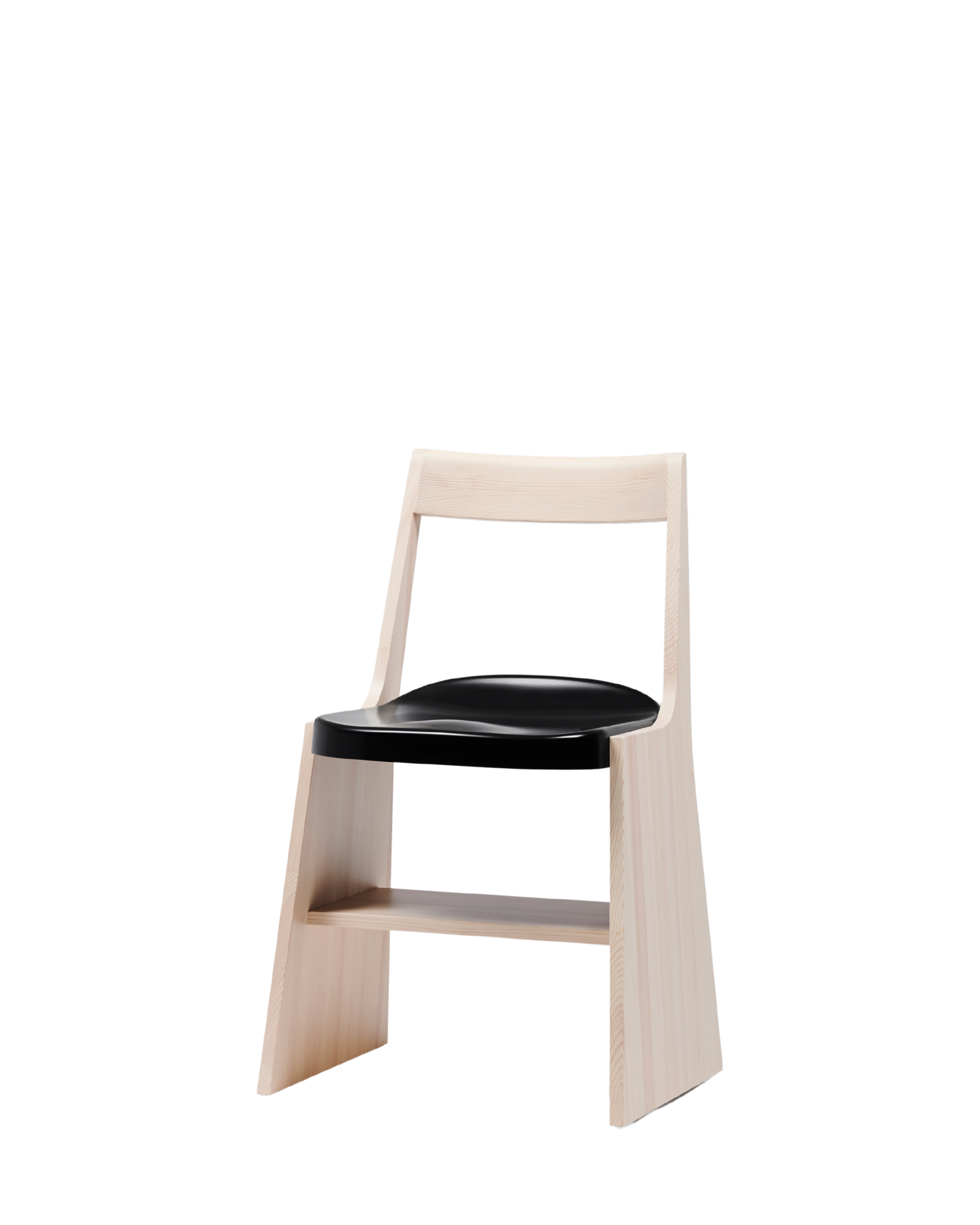 Mattiazzi MC19 FRONDA Chair เก้าอี้โครงไม้ pine พร้อม shelf ใต้ที่นั่งและ steel seat สำหรับพื้นที่ภายในร่วมสมัย