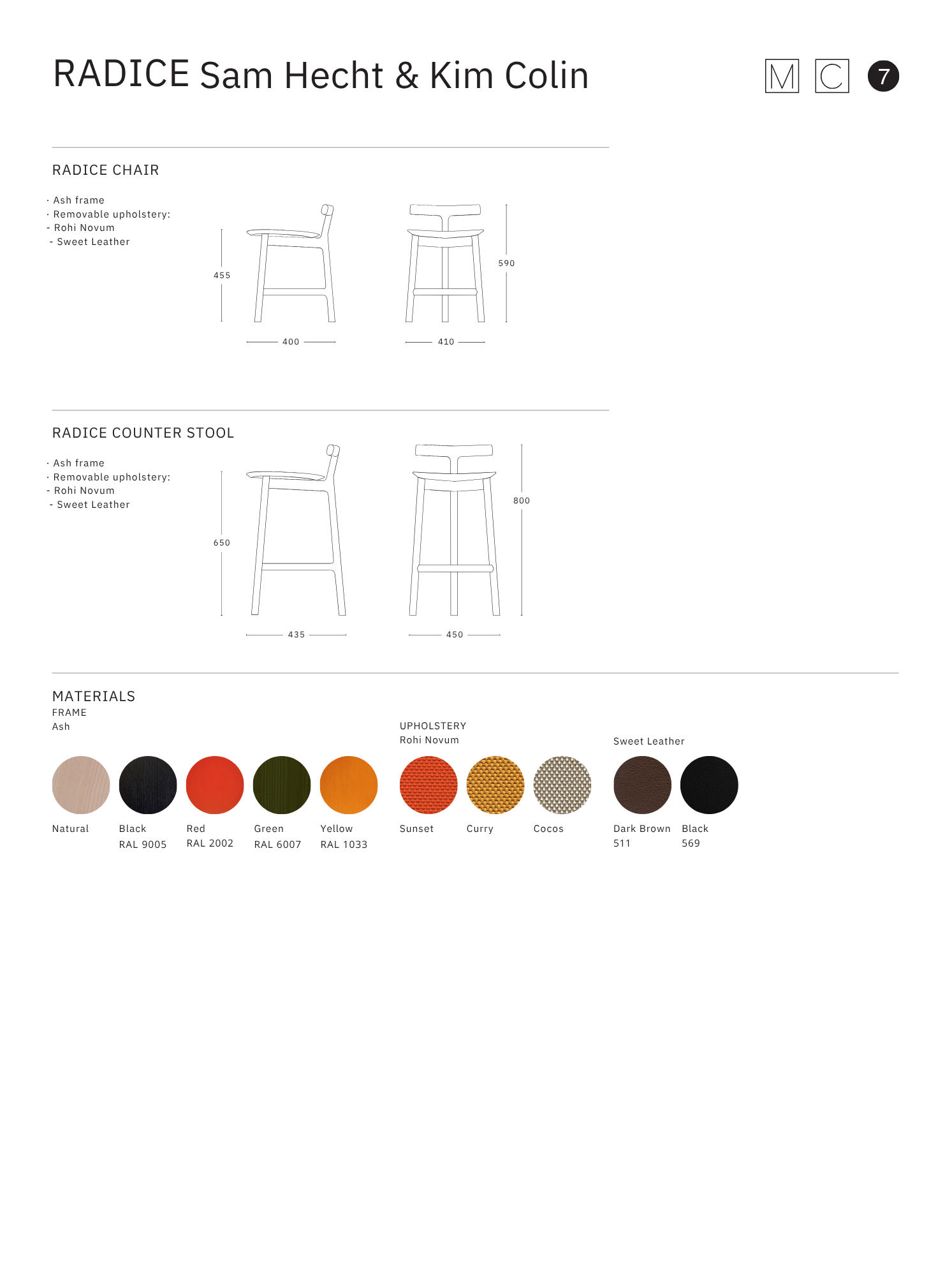 Mattiazzi MC7 RADICE Chair เก้าอี้ไม้สามขาดีไซน์เรียบง่าย ออกแบบโดย Sam Hecht & Kim Colin