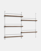 ชั้นวางของจาก MOEBE ดีไซน์เรียบง่ายแบบสแกนดิเนเวีย ปรับเปลี่ยนได้ตามพื้นที่และการใช้งาน ผลิตจากไม้โอ๊กแท้และโครงเหล็กเคลือบสีพาวเดอร์ แบบโมดูลาร์ปรับเพิ่มช่องหรือทำเต็มผนังได้ ใช้ชั้นไม้โอ๊ควีนียร์ FSC นำเข้าโดย Old Pine Trees.