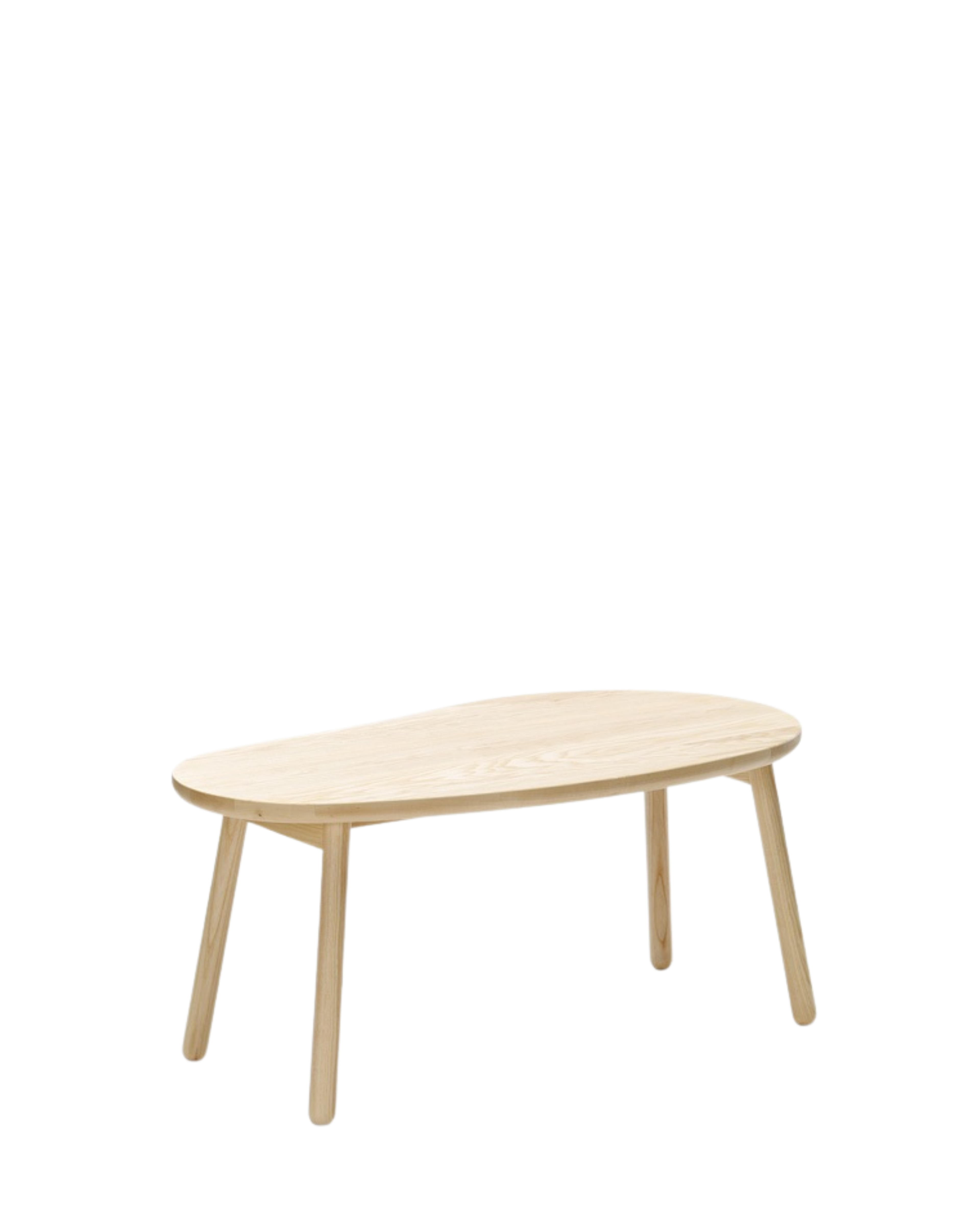 Pebble collection จาก solid ash ประกอบด้วย Stool, Side Table และ Bench ที่ใช้พื้นผิวรูปทรงไม่สมมาตรและขาเรียว ออกแบบโดย Tomoko Azumi
