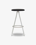 Quad-Space Stool สตูลหมุนดีไซน์มินิมอลโครงสแตนเลสสตีล ออกแบบโดย Terence Woodgate