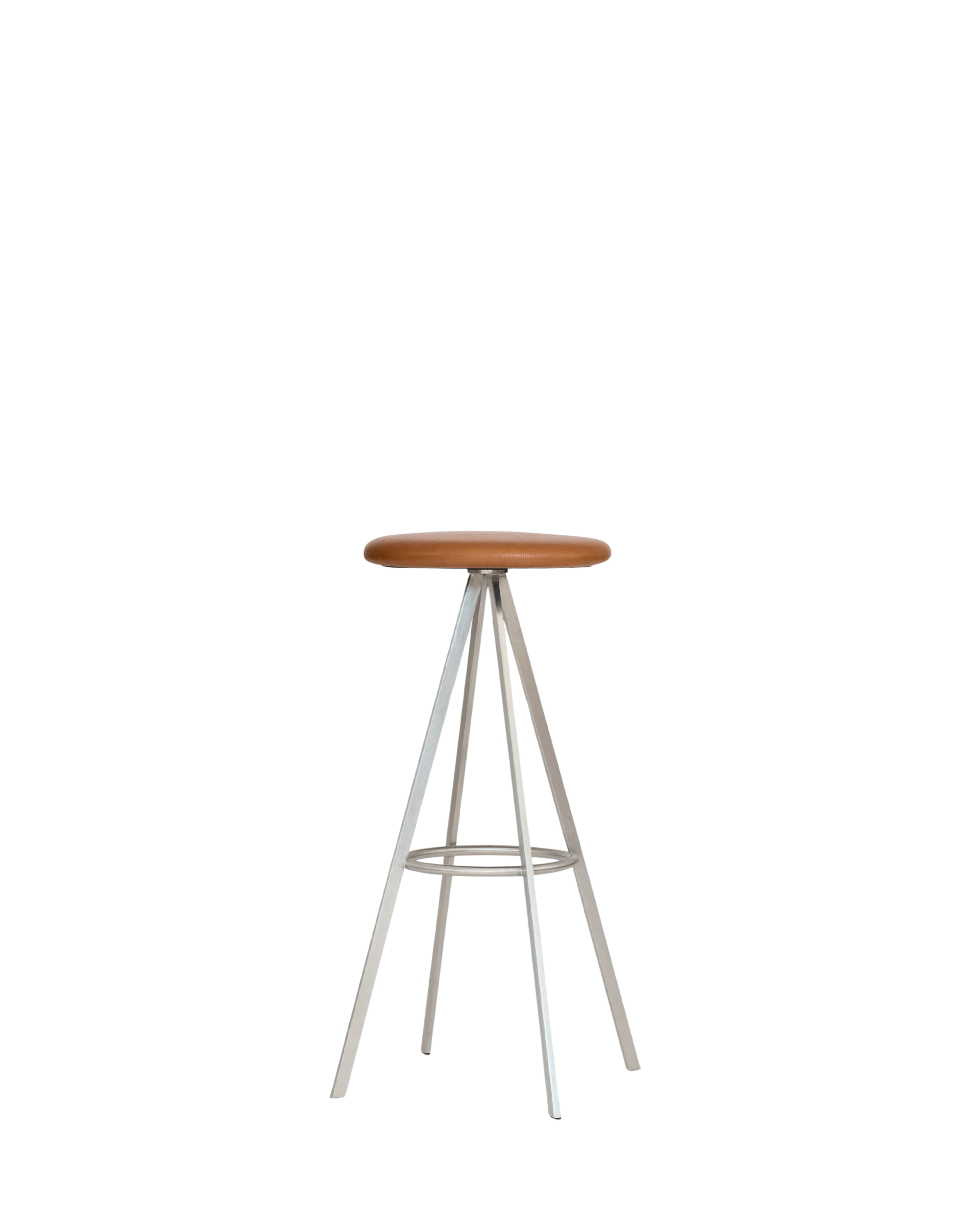 Quad-Space Stool สตูลหมุนดีไซน์มินิมอลโครงสแตนเลสสตีล ออกแบบโดย Terence Woodgate