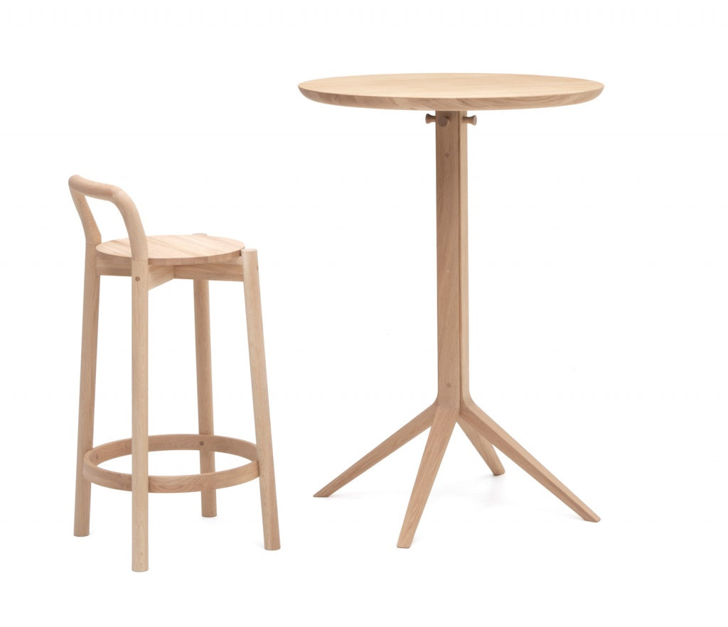 Karimoku New Standard Scout Bistro Bar Table โต๊ะบาร์ไม้โอ๊คขากลางดีไซน์มินิมอล ออกแบบโดย Christian Haas