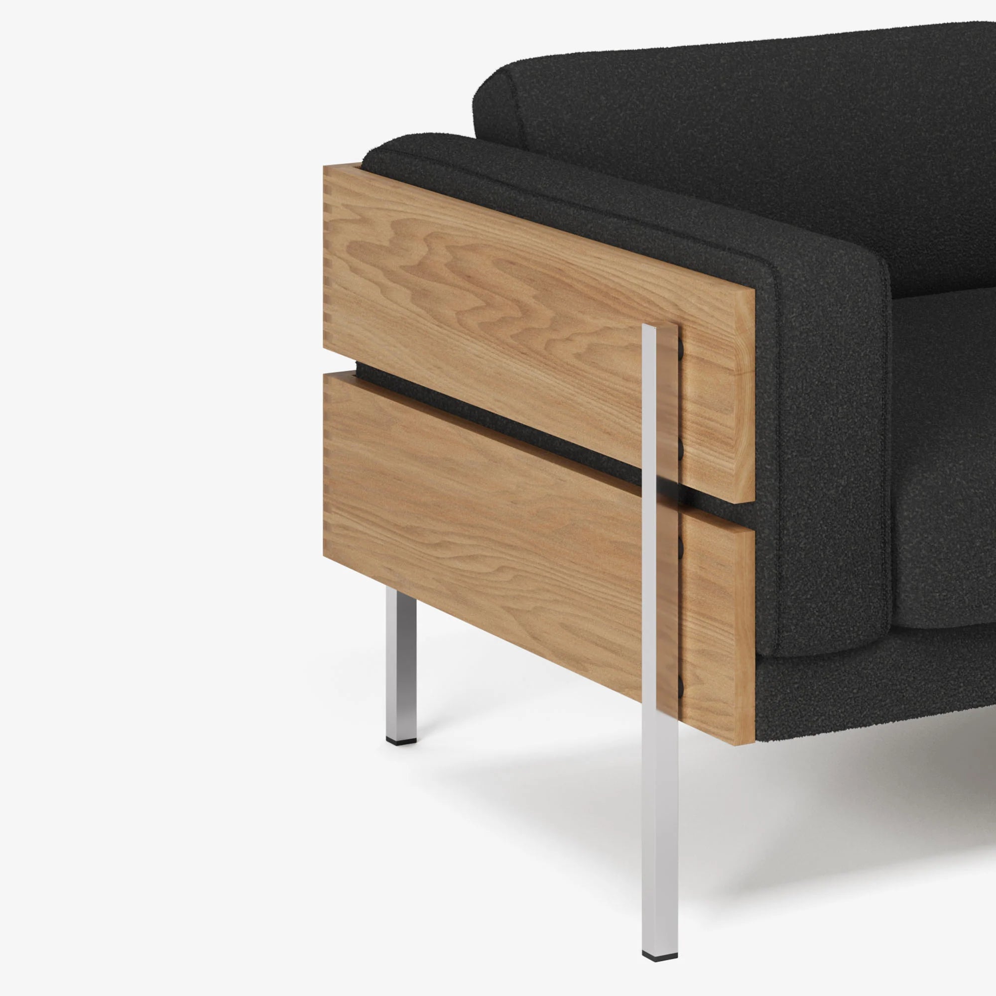 Forum 3-Seater Sofa โซฟาไม้ดีไซน์ mid-century พร้อมโครงไม้เปิดด้านนอก ออกแบบโดย Robin Day