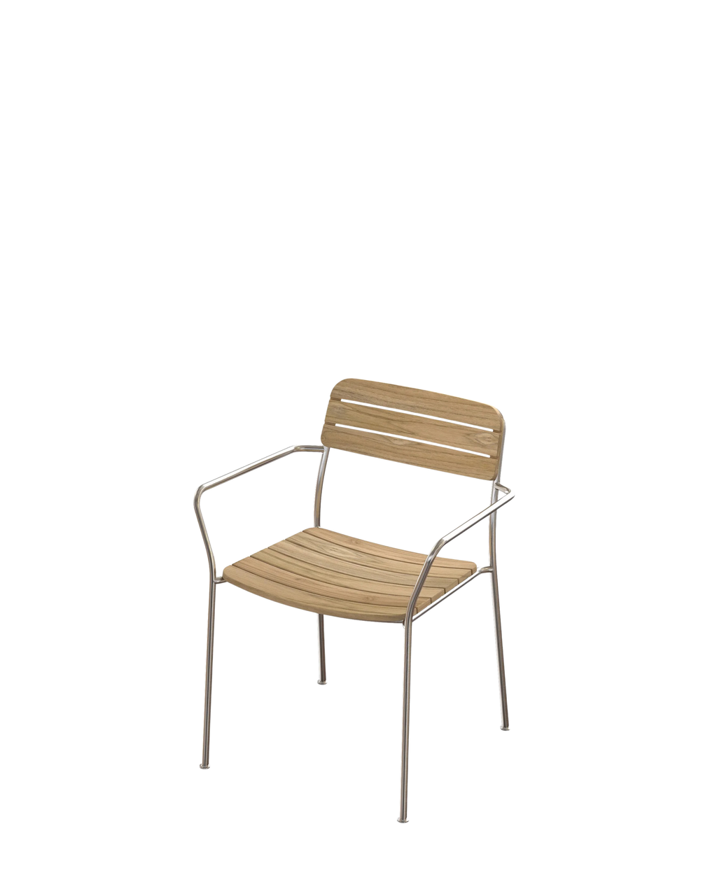 Solas Armchair เก้าอี้กลางแจ้งไม้สักโครงสแตนเลส ออกแบบโดย Matthew Hilton