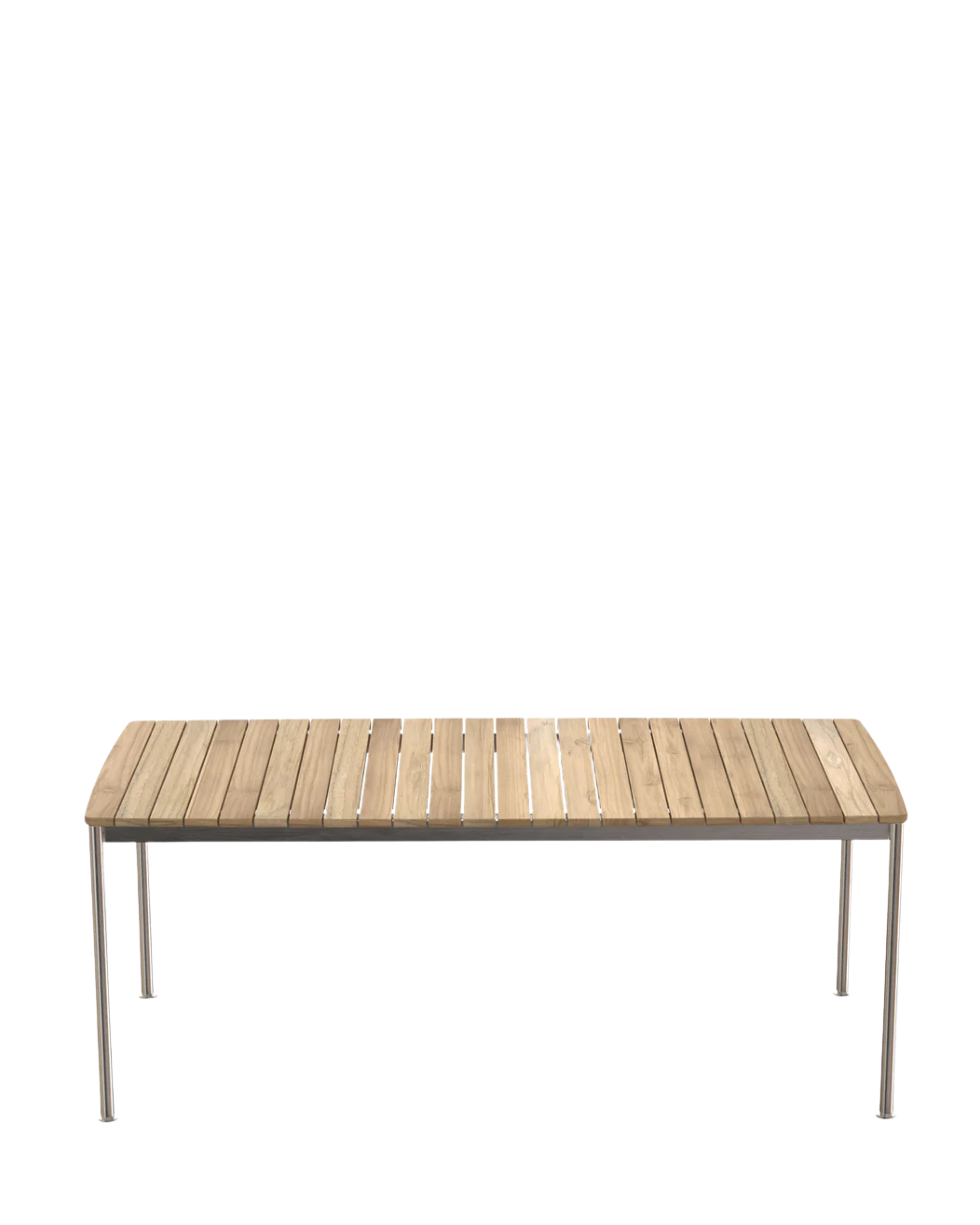 Solas Rectangular Table โต๊ะกลางแจ้งหน้าไม้สักโครงสแตนเลส ออกแบบโดย Matthew Hilton